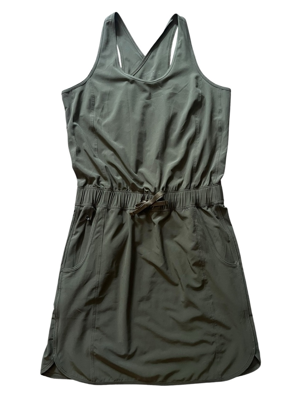 Patagonia Olive Green Athletic Mini Dress with Crisscross Back